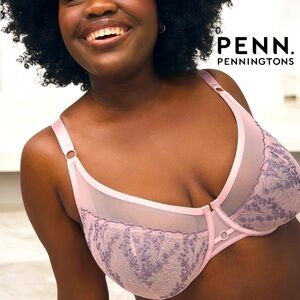NWOT, Penningtons, Unlined Lilac Embroidered Bra With Underwire, 44DD 🍒